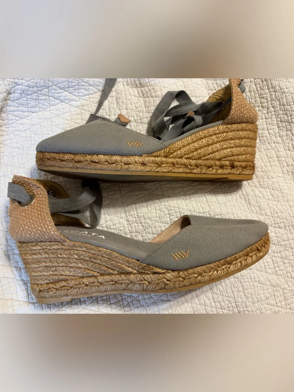 Viscata Barcelona Sagaro Canvas Espadrille Wedges 42 handmade Spain